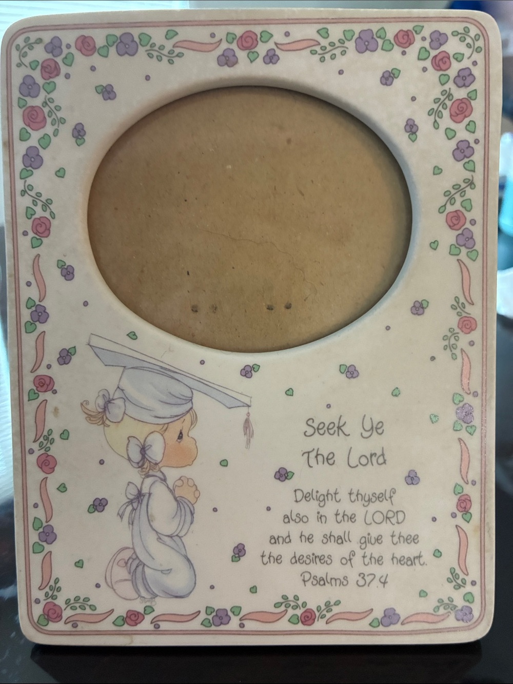 Precious Moments Pink Cream Floral Graduation Picture Frame